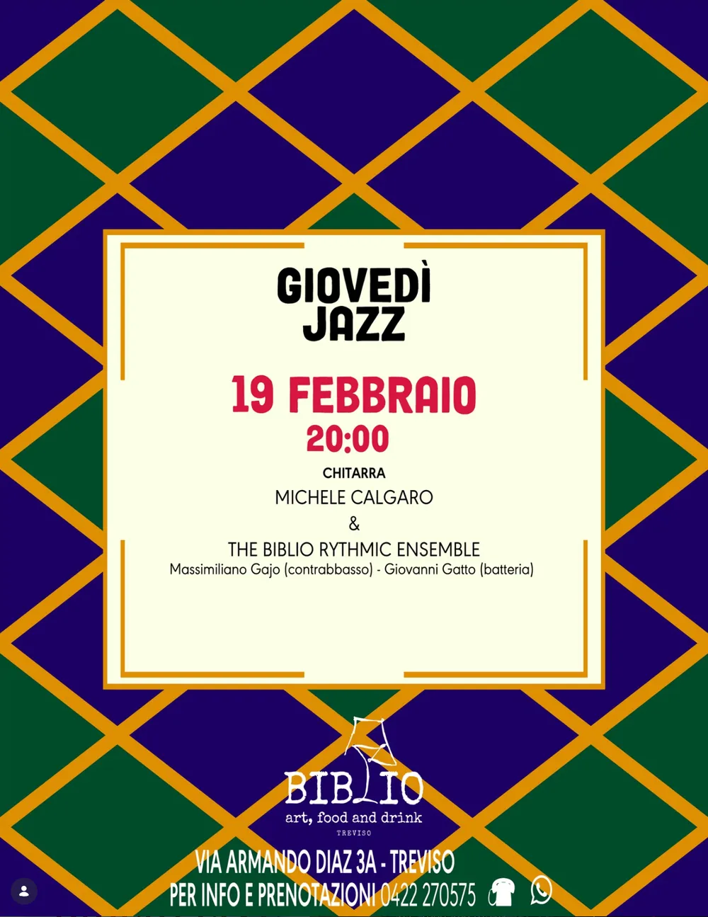 Locandina · Michele Calgaro & The Biblio Rhythmic Ensemble